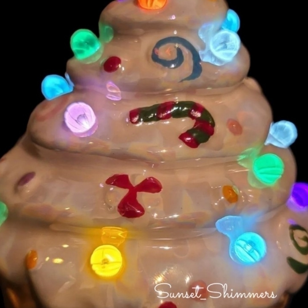 Light Up Ceramic Cupcake Christmas Peppermint Swirl Candy Cane Tier Tray Decor - Picture 3 of 8